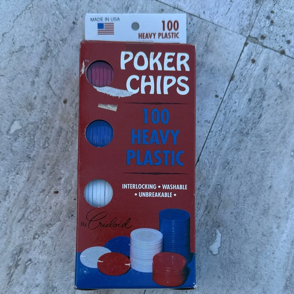 Heavy Plastic Poker Chips Set - Red, Blue, White